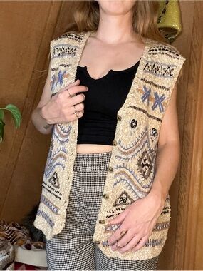 1994 Vintage Sigurd Olsen Southwestern Knit Vest | L